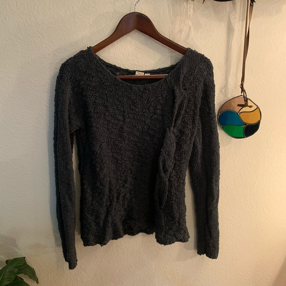 Anthropologie green cable knit sweater